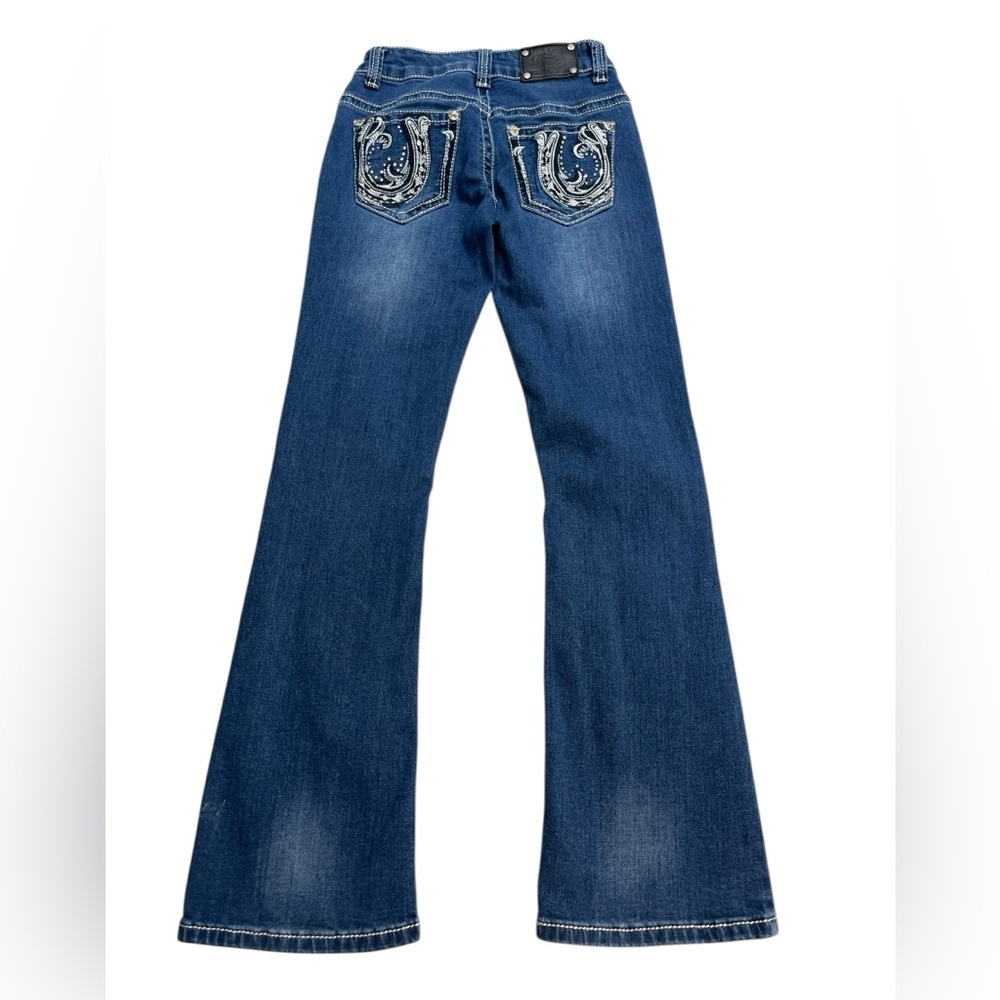 Wired Heart Embroidered Bootcut Blue Denim Western Cowgirl Jeans Girls size 8